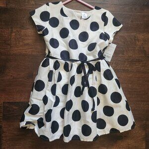 Girls 3t carter dress nwt white w/black circles